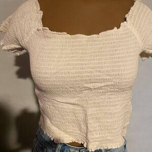 Women's Cream Textured Top